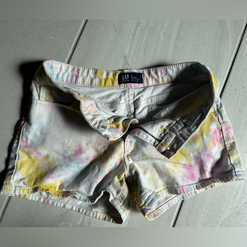 Gap Kids Multi Color Denim Shortie Shorts Size 14 with Adjustable Waistband